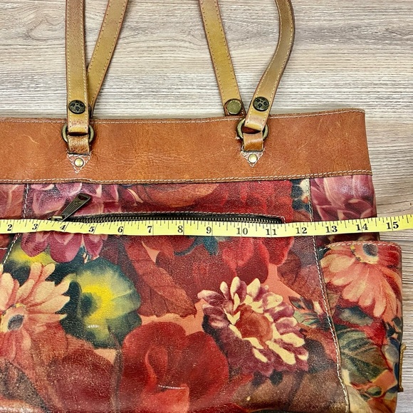 Patricia Nash Bolsena Tote English Mums Multi Brown Earthy Floral Leather Bag - Picture 4 of 12